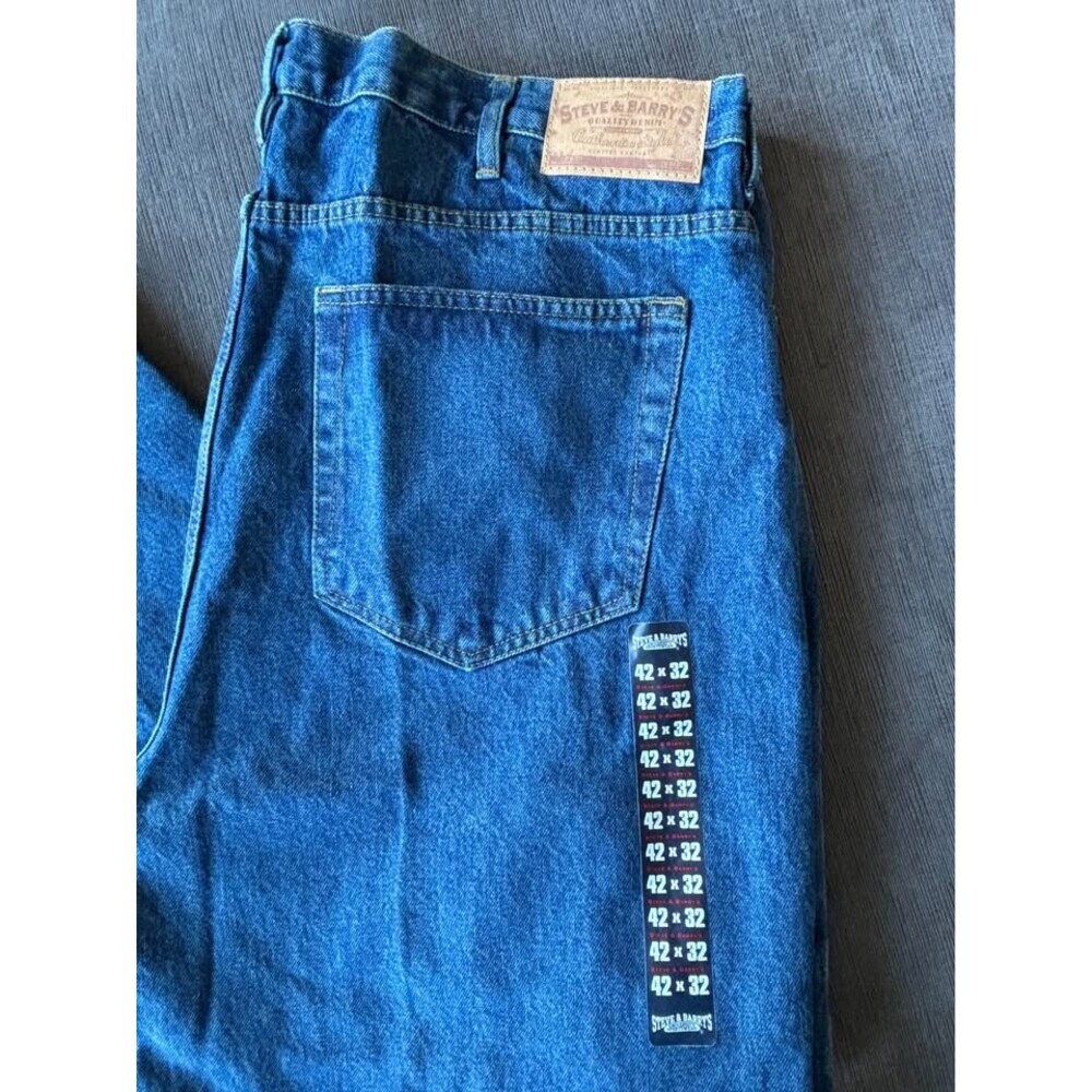 NWT Vtg Steve & Barrys Relaxed Fit Jeans Mens 42x32 Blue Denim Y2K Deadstock - Picture 4 of 6